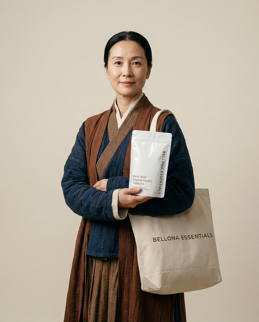 Traditionele Chinese geneeskunde en Bellona Essentials boorzuur verpakking, vaginale balans en innerlijke warmte